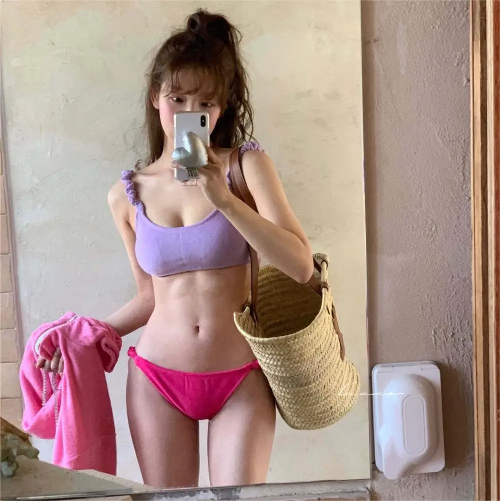 Costumi da bagno da donna 2024 Moda Donna Bikini Color Block Costumi da bagno Backless Sexy Tankini Costume da bagno primavera calda in due pezzi