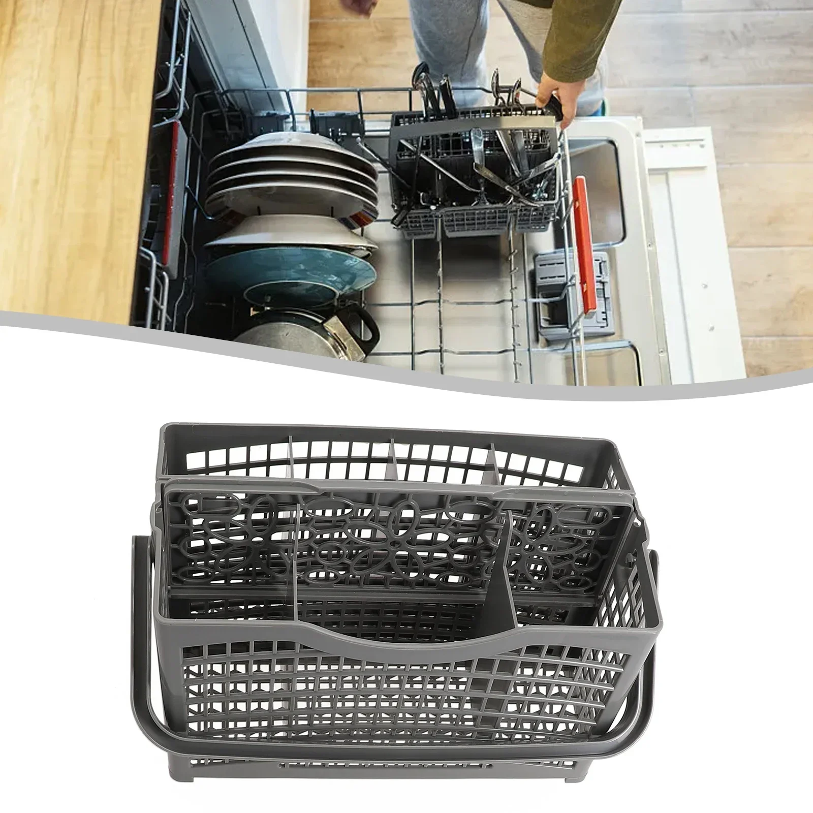 

Multi Purpose 2 in 1 Dishwasher Cutlery Basket Gray Plastic Suitable for AEG ForFavorit ForPrivileg ForElectrolux ForJuno