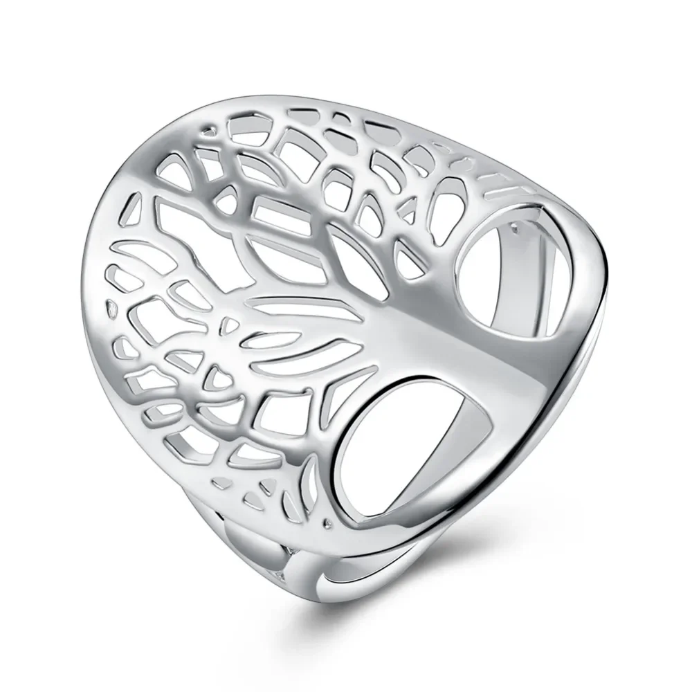 

Beautiful 925 Sterling silver tree of life ring hollow fashion noble women lady design gift men unisex cute