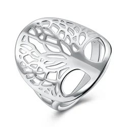 Beautiful 925 Sterling silver tree of life ring hollow fashion noble women lady design gift men unisex cute