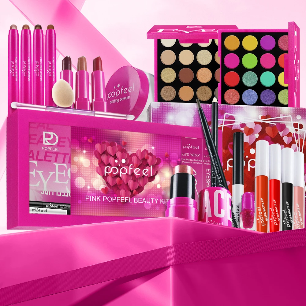 مجموعة مكياج POPFEEL ذات طابع وردي للفتيات - مجموعة مستحضرات تجميل الكل في واحد، مثالية للهدايا لصديقتك أو أحبائك. #1
