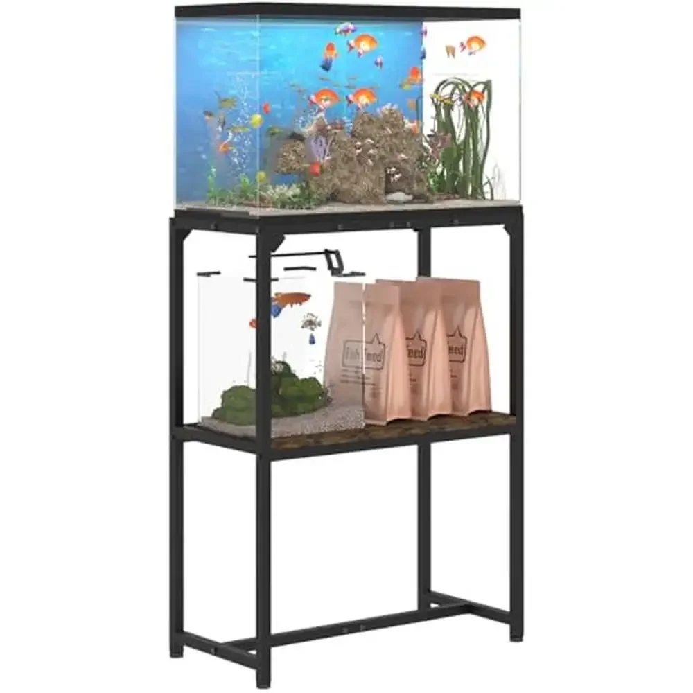 

20 Gallon Fish Tank Stand 2 Tiers Storage Shelf Metal Reptile Breeder Turtle Terrarium Organizer View Aquarium Rack Shelf Stand