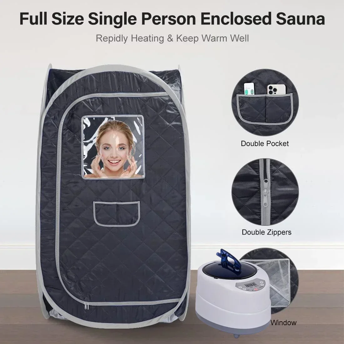 Portable Sauna for Home Full Body Portable Steam Saunas Fold-able with 2L 1000 Watt Steamer Relaxtion Home Spa