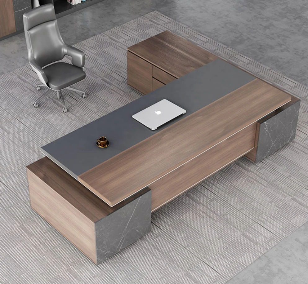 High End Modern Executive Office Desk, LED Light Design, Luxury Boss Director Office Table for Business Workplace