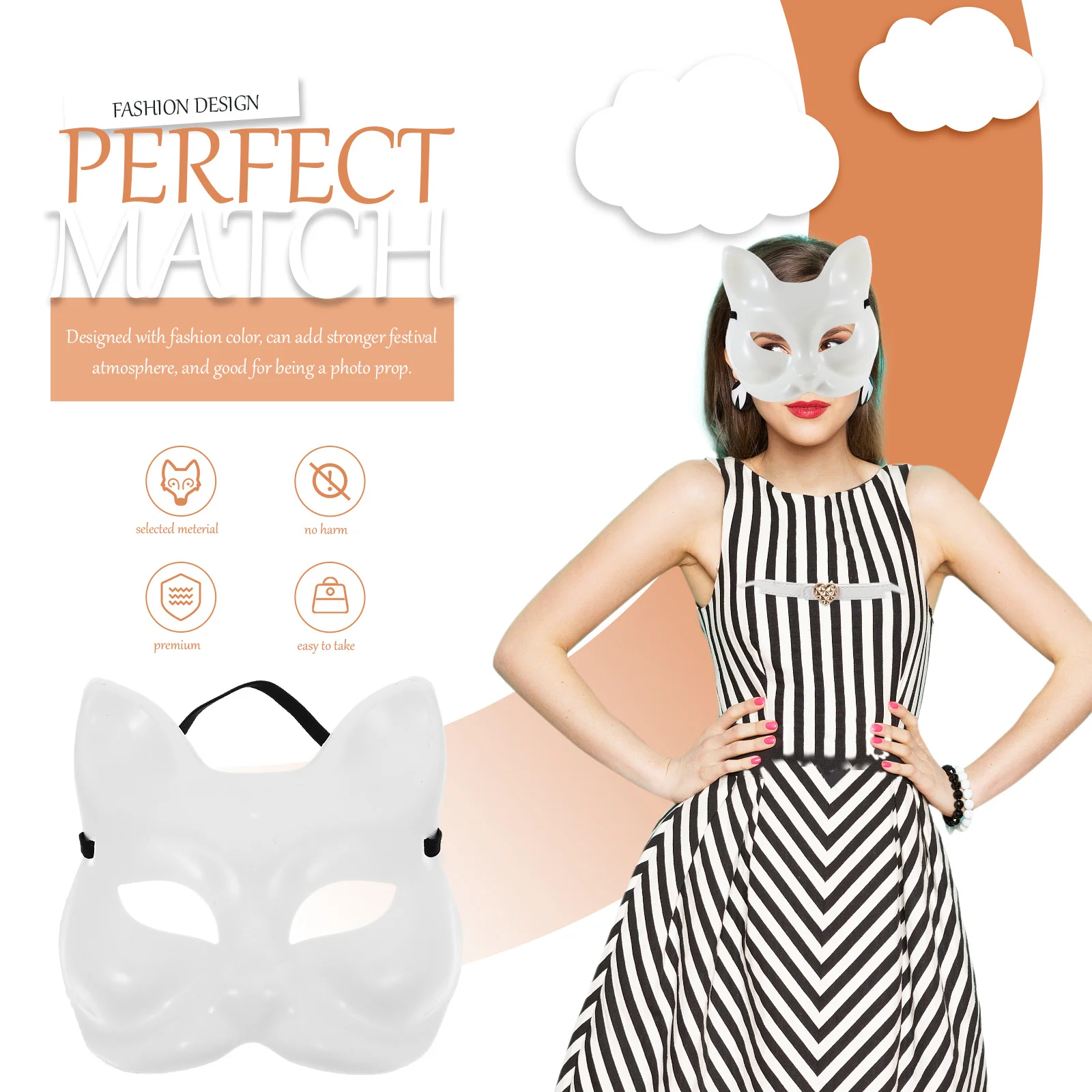 

4Pcs Blank Fox Mask Unpainted DIY Mask for Adults Party Decor Halloween Cosplay Masquerade Accessory