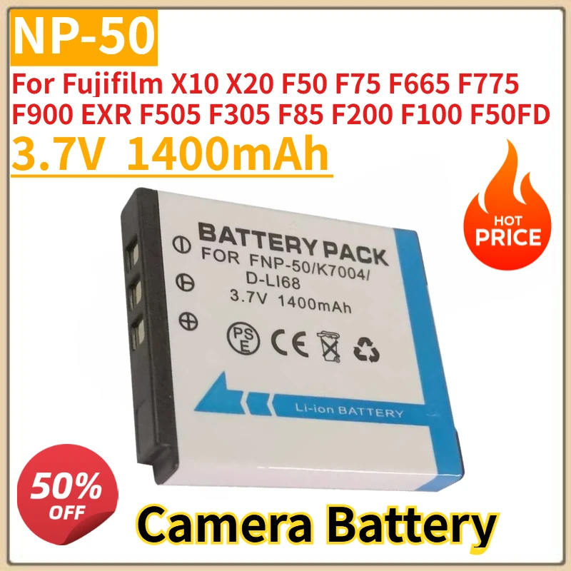 

3.7V 1400mAh NP-50 KLIC-7004 Camera Battery for Fujifilm X10 X20 F50 F75 F665 F775 F900 EXR F505 F305 F85 F200 F100 F50FD.