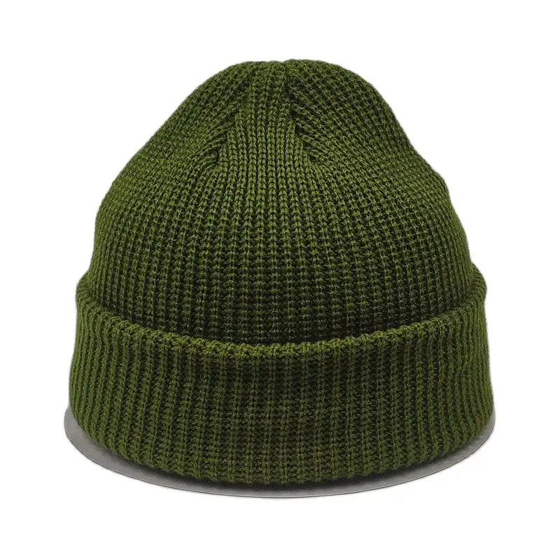 Short Plain Cuffed Hat Beanies Women Men Winter Knit Skull Cap Hip Hop Streetwear Neon Yellow Orange Bright Green