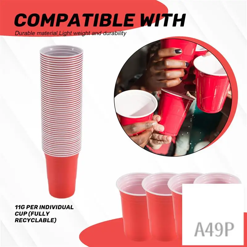 

P4-50Pcs/Set 450Ml Red Disposable Plastic Cup Party Cup Bar Restaurant Supplies Household Items For Home Supplies