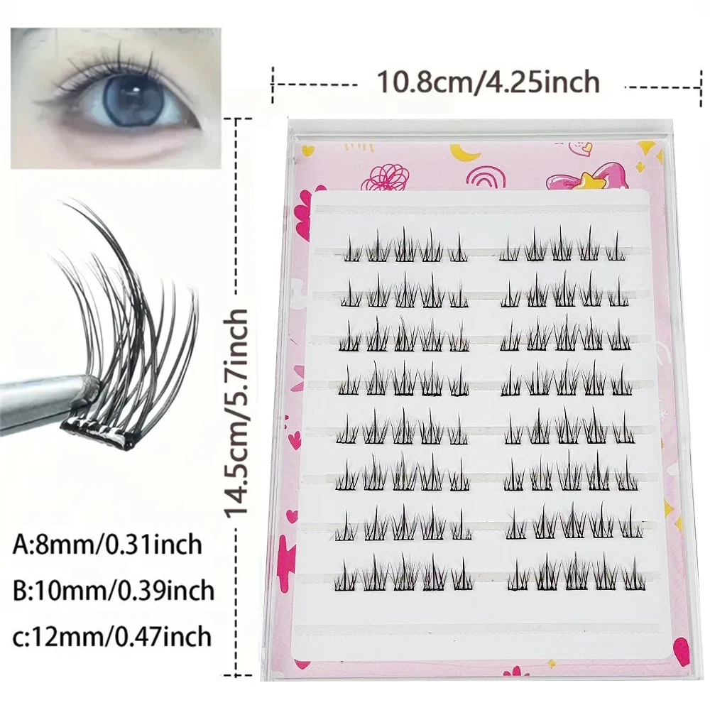 80 クラスタのひまわり型ナチュラルつけまつげ - 8 列の大容量、接着剤不要/非粘着設計