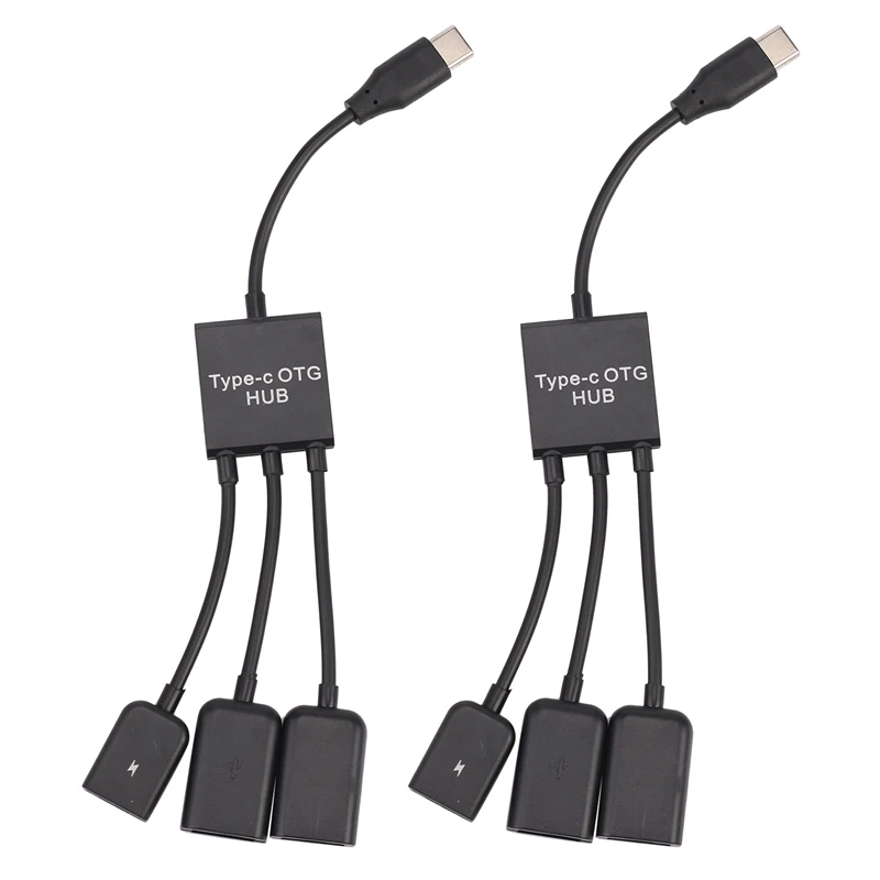 HFES 2X USB 3.1 Type C Male To 2 Dual USB A 2.0 Female + Micro-USB Female 3 In 1 OTG HUB