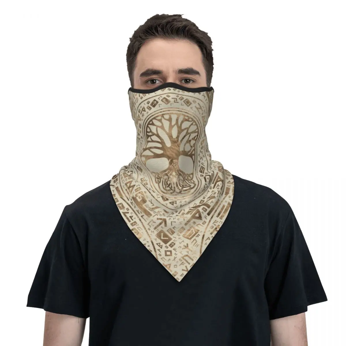 Tree Of Life Yggdrasil Runic Pattern Bandana Neck Gaiter Windproof Face Mask Scarf Cover Vikings Headband Tube Balaclava