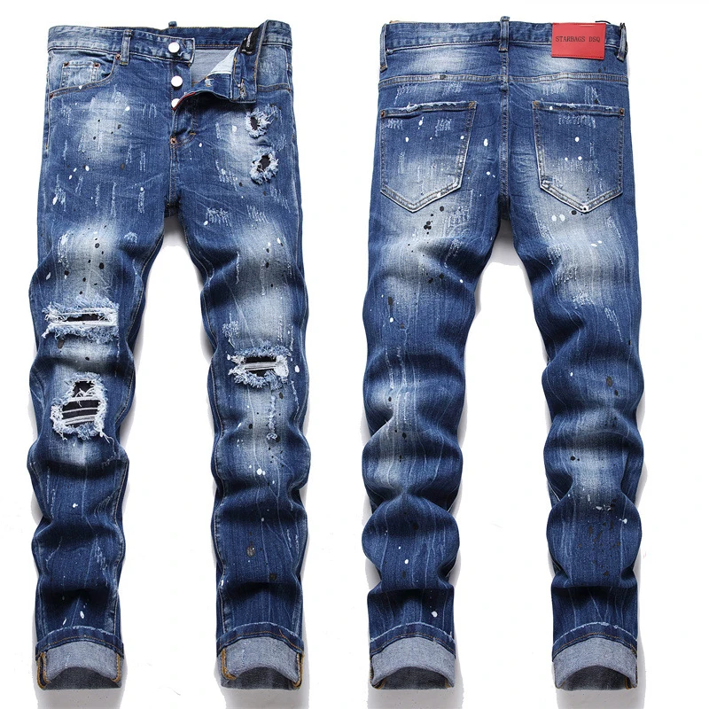 

starbags DSQ 2008 Destruct Graffiti Cotton Elastic slim-fit stylish hanging street style men's pants