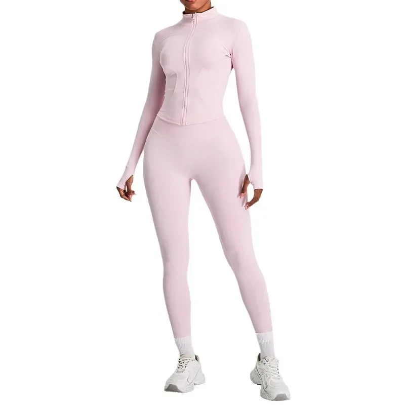 

New Yoga Suit Women's Outdoor Slim Slim Slim Zipper Pula Jacket Peach Hip Yoga Pants Sport Set Tracksuit Women