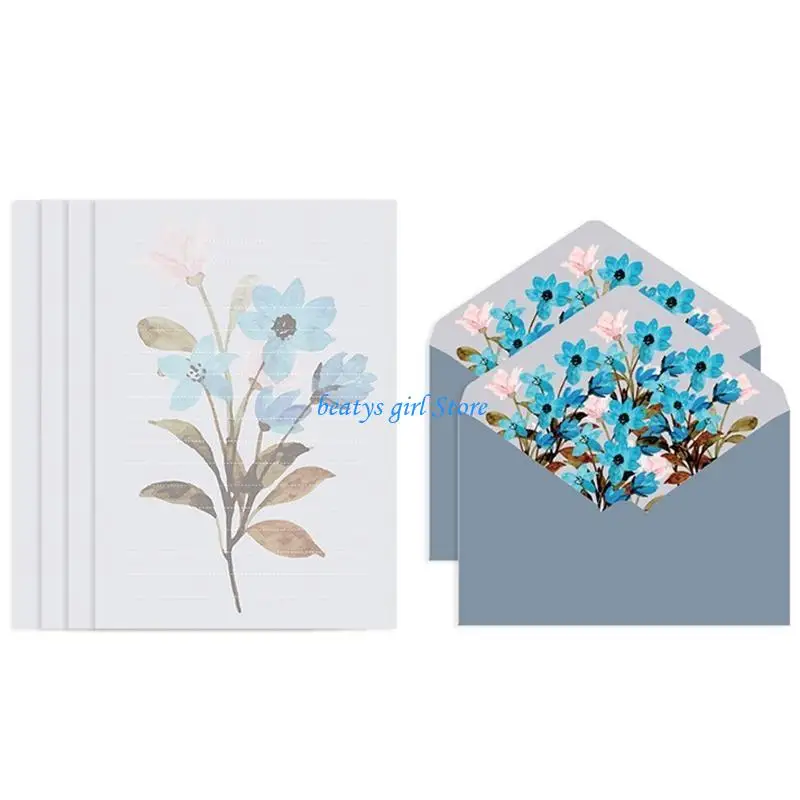 C7AB Letter Papers Set Wedding Invitation Greeting Cards Envelopes Set for Women