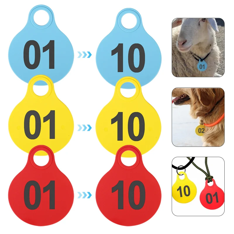 New TPU Animal Tag Plastic Farm Animal Pig Cow Sheep Pet Dog Identification Carrying Tag Supplies Number 01-50