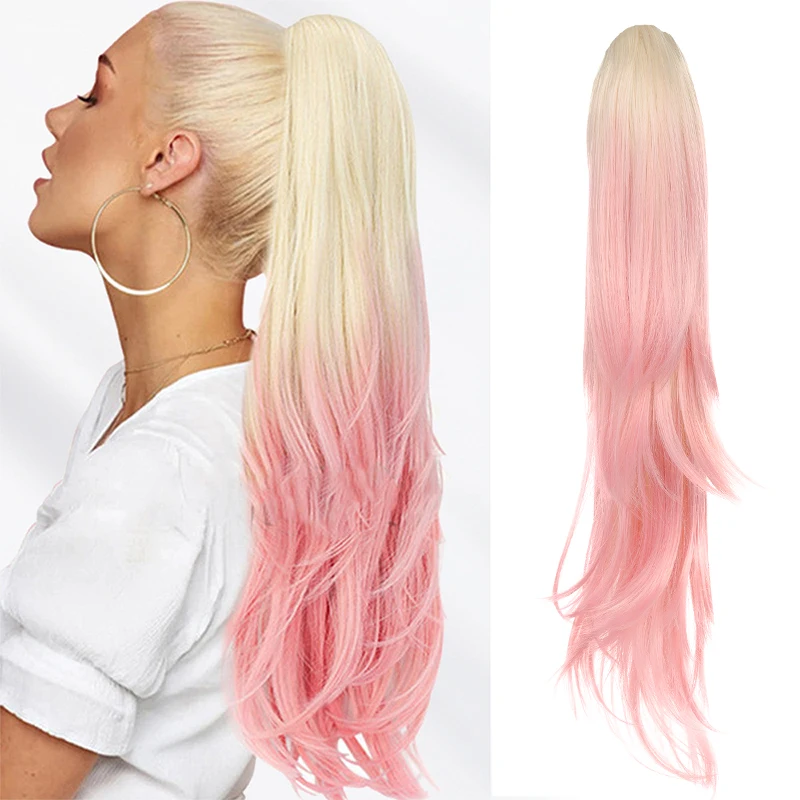 Tail curled slightly with drawstring wig elastic ponytail internal mesh hair extension synthetic ponytail ﻿