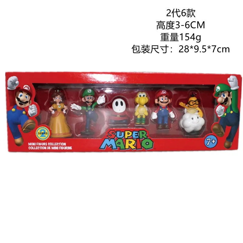 In Stock Super Mario Bros Pvc Action Figure Toys Dolls Model Set Luigi Yoshi Donkey Kong Mushroomfor Kids Birthday Gifts