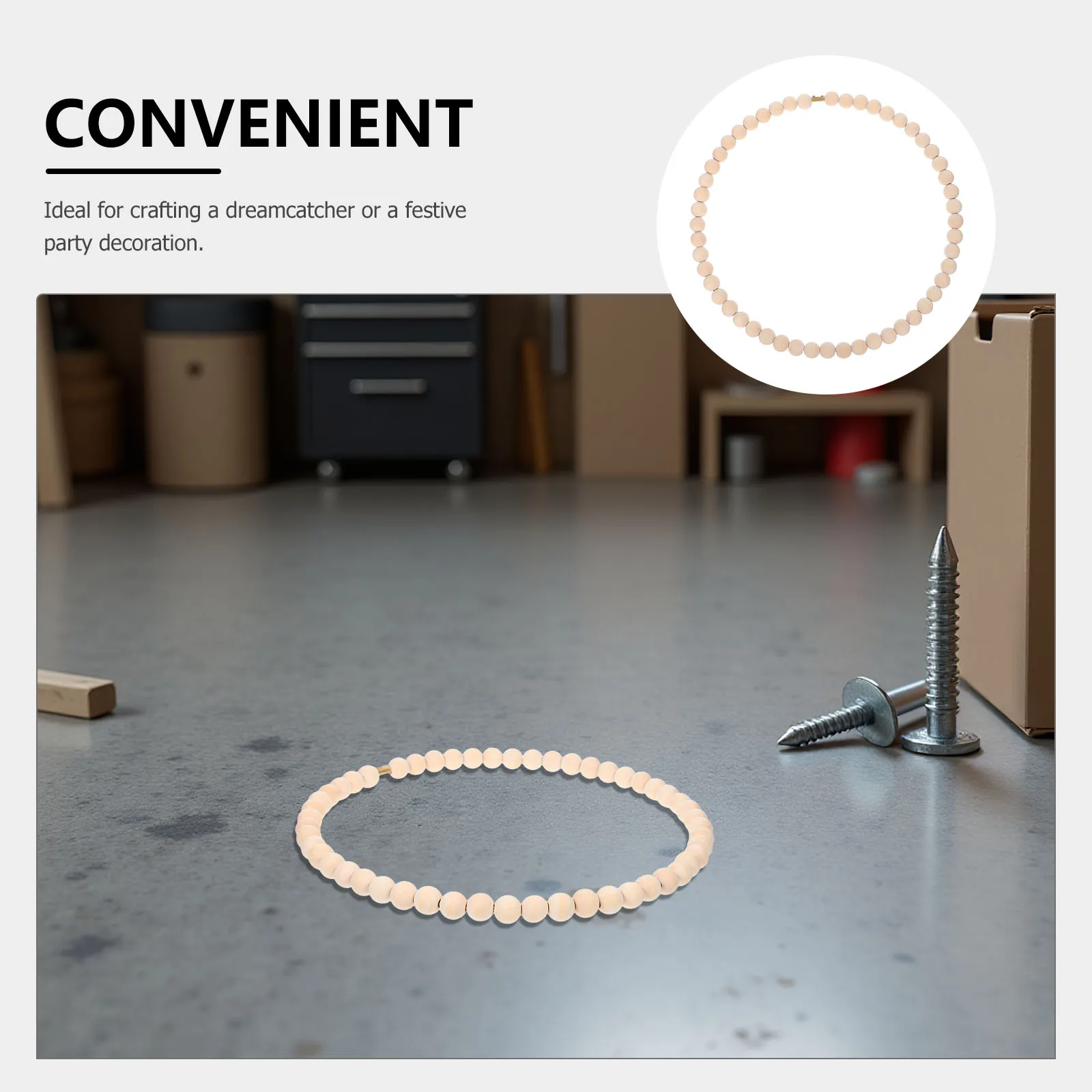 

Creative Wood Bead Kit Diy Garland Set Durable Wooden Hoop Dreamcatcher Design Farmhouse Decor Halloween Spring Front Door