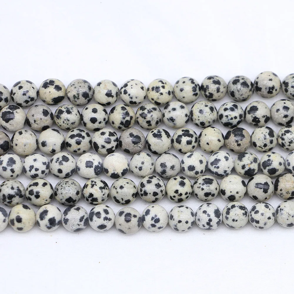 1 Strand 4 6 8 10 12 mm Speckled stone  Natural Beads  Loose Spacer Bead For Jewelry Making DIY Necklace Bracelet Accessory