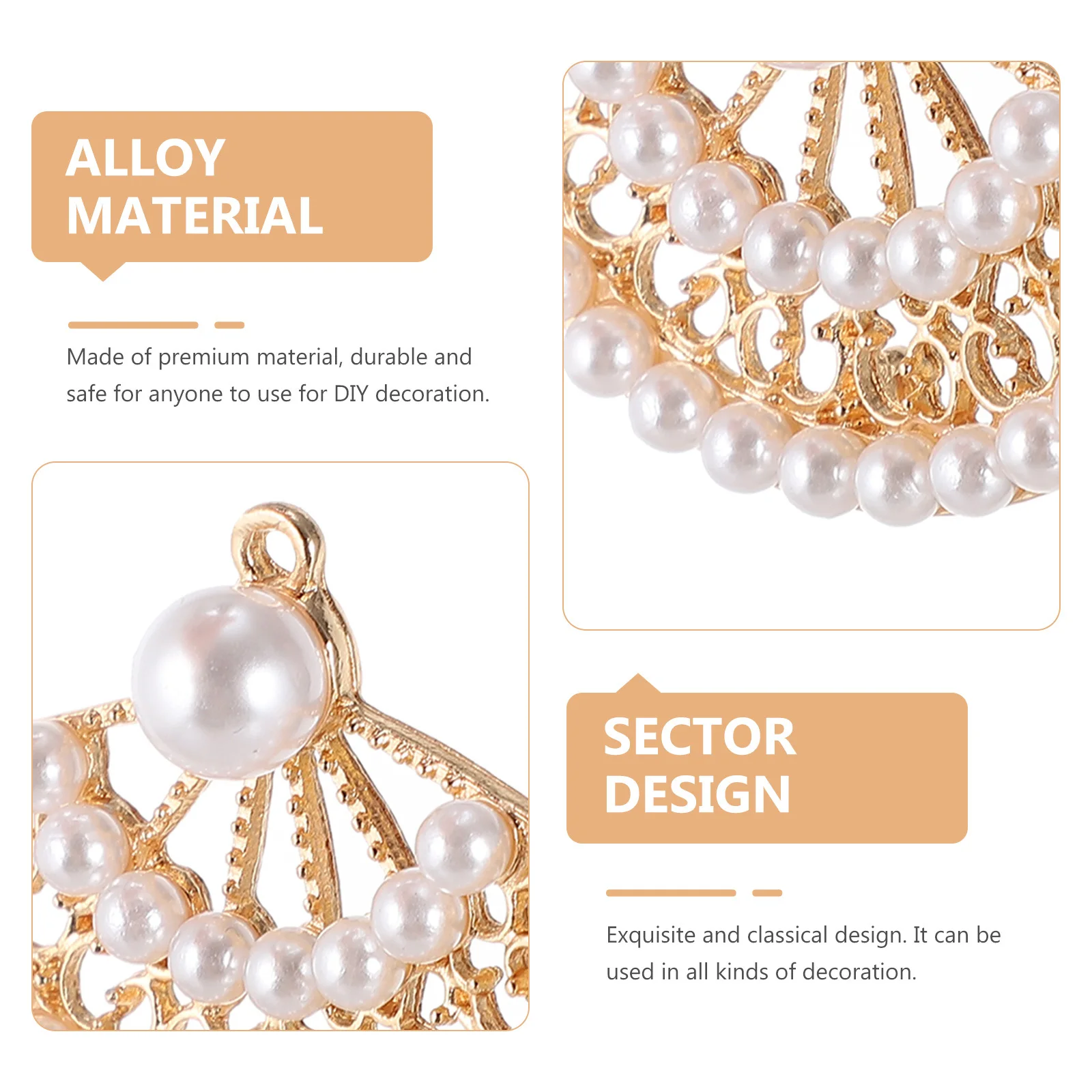 

10Pcs Jewelry Making Pendants Pearl Alloy DIY Bracelet Necklace Charms Ornaments Fan Charms Jewelry Making Pendants