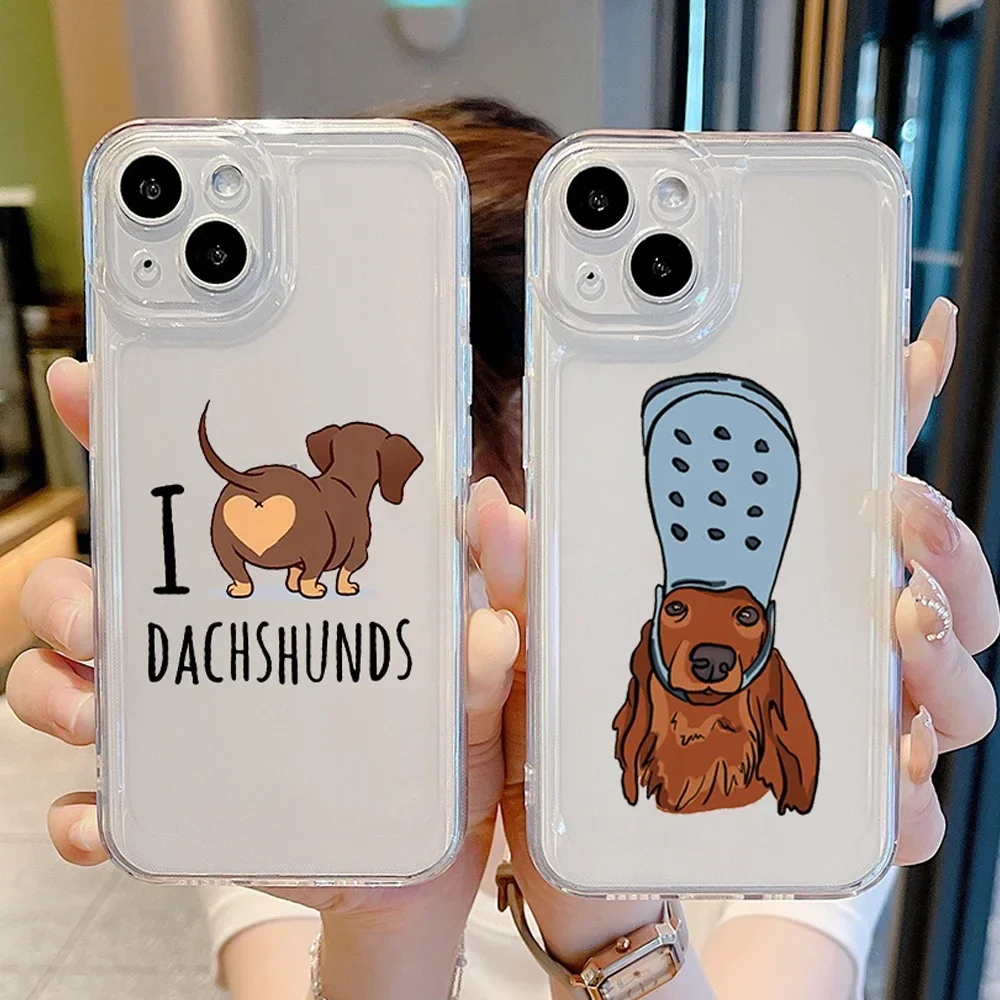 Funny Dachshunds Silhouette Dog Phone Case for IPhone 11 13 14 16 15 Pro 12 XS MAX 7 X SE2 8 14Plus Cute Animal Soft Cover Coque