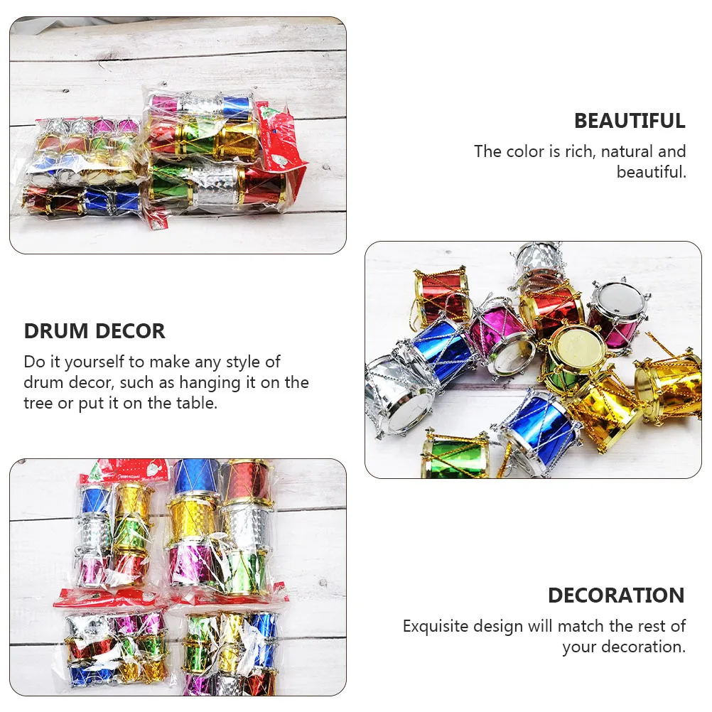 

12Pcs Mini Christmas Drums Colorful Glitter Party Decorations Hanging Drum Xmas Tree Lovely Decor Christmas Drums
