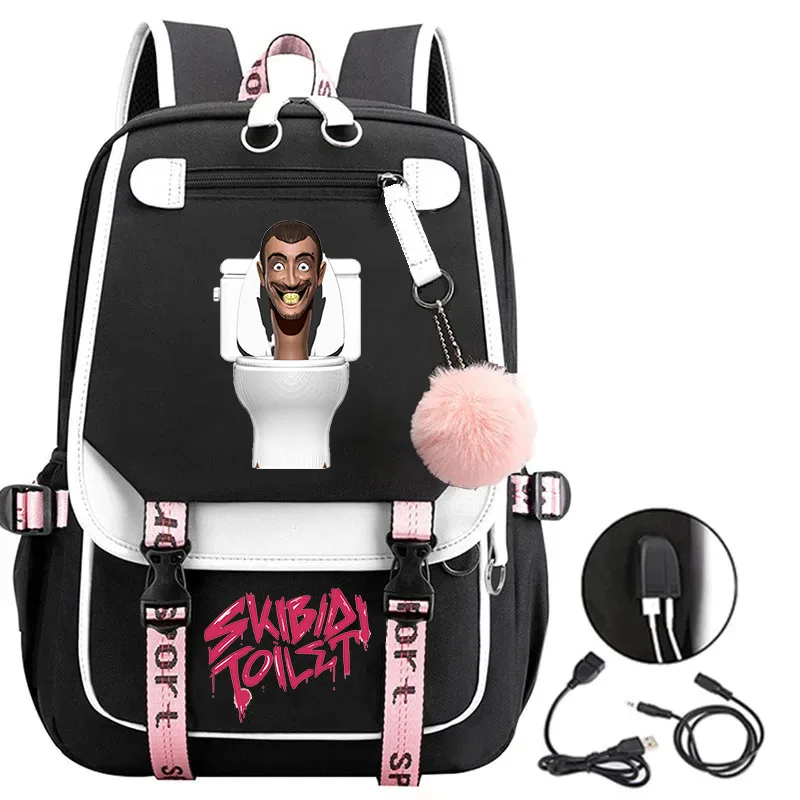 

Cross-Border New Products skibidi toilet plush Printed Backpack around the ToiletUSBSchoolbag