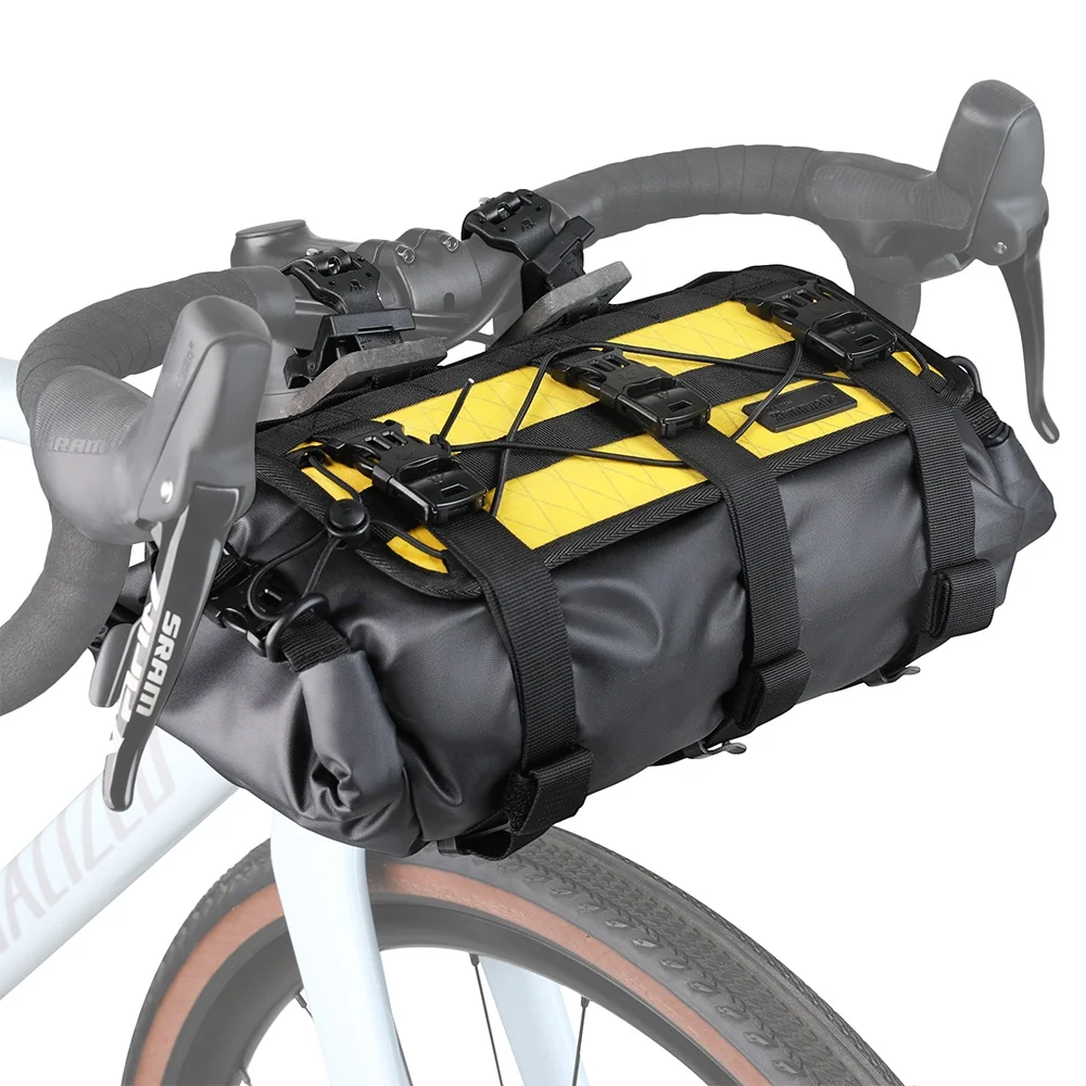 8 Liter Bike Waterproof Handlebar Pack, Nylon 2 Piece Harness Bicycle Front Bag Bikepacking