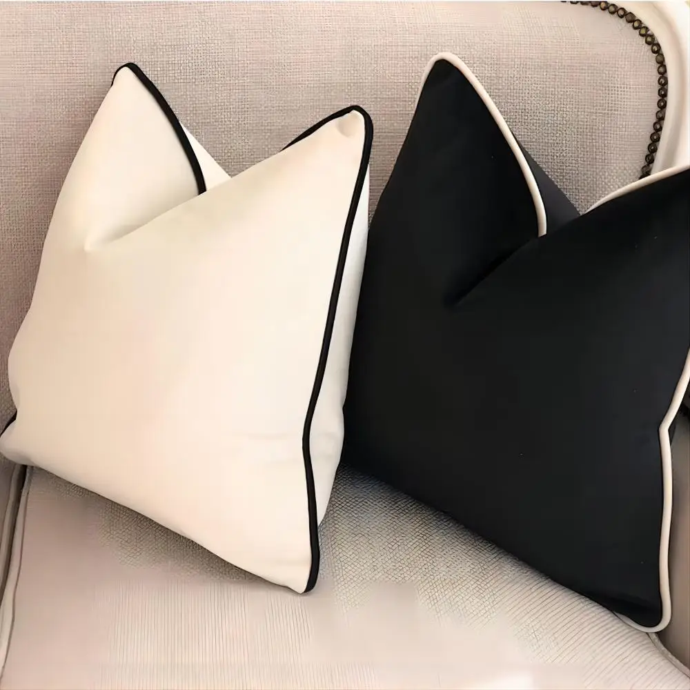 BUYNOW 1PC Dutch Velvet Schwarz-Weiß-Kissenbezug ohne Kissenkern, luxuriöse High-End-Sofa-Kopfteil-Kissendekoration – Detail 5