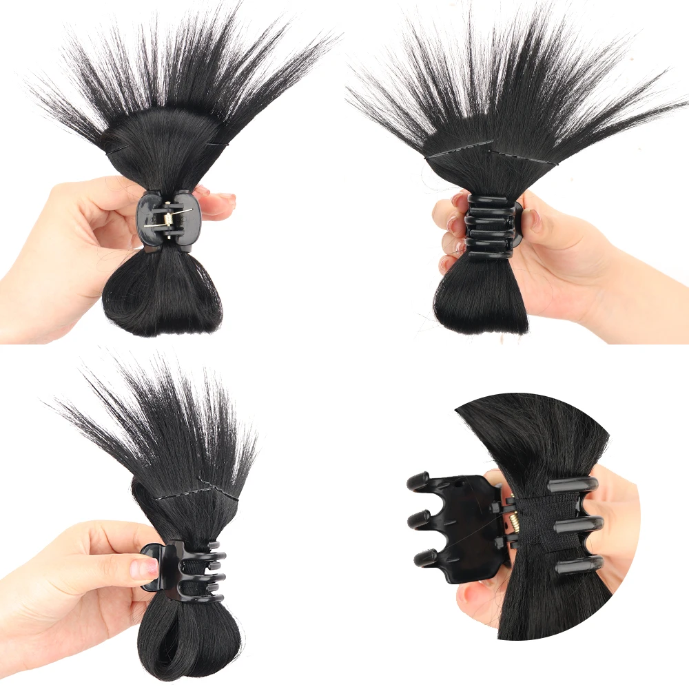 Synthetic Messy Hair Buns Tousled Updo Chignons Claw Clip Chicken Feather Shuttlecock Head Hairpiece For Women Hair Accessories