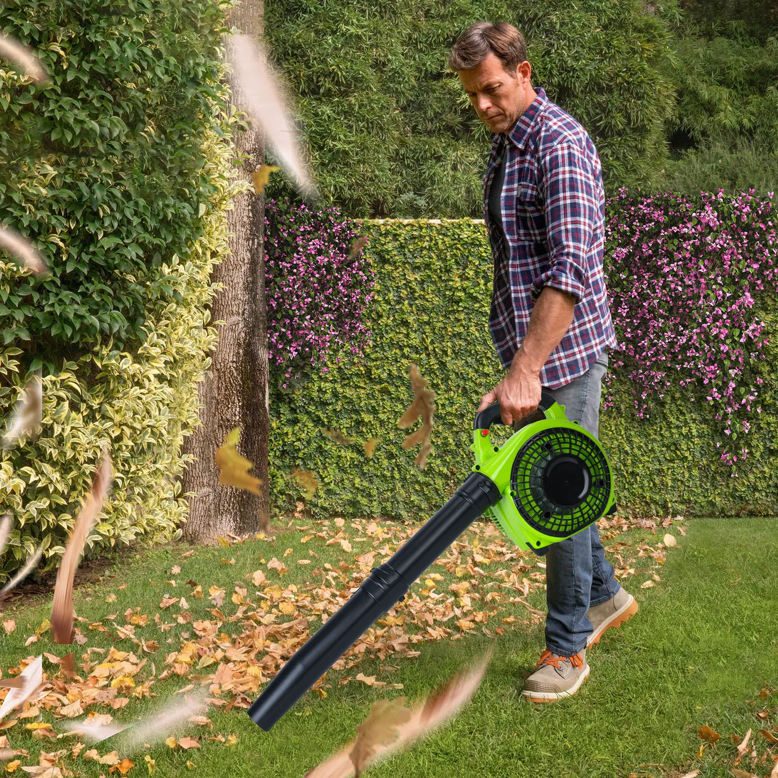 2-Stroke Handheld Leaf Blower, Gas Powered Leaf Blower, 26cc Handheld Gas Blower, Powerful Clearing Blower for Lawn Care