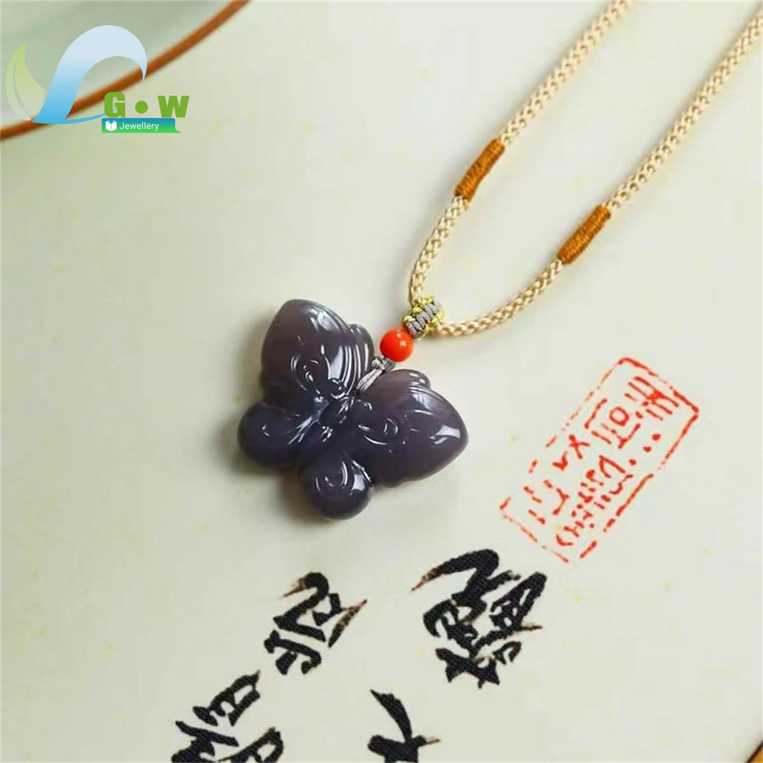 Natural Hetian Jade Smoky Purple Butterfly Pendant Hanging Charm Necklace Unisex Carved Gemstone Jewelry Gift For Men Women