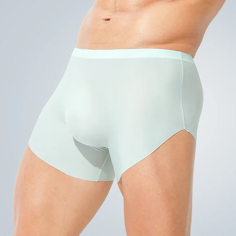 3pcThree pairs of men's ice thread seamless underwear, four-cornered flat pants, summer thin men's anti-friction leg stretch spo