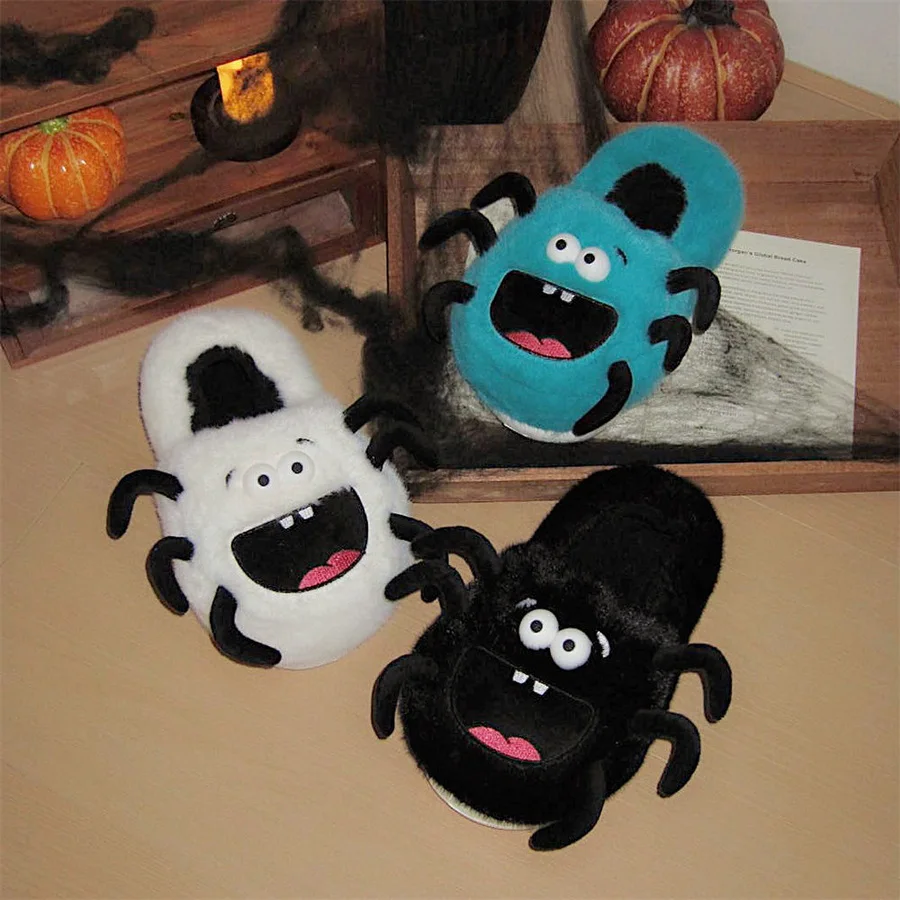 

New blue spider home slippers women funny animal slip on loafers woman creative cosplay slipper house warm shoes unisex sliper