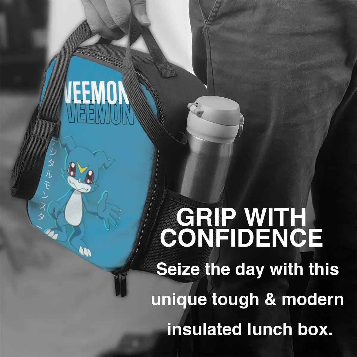 Veemon Digimon أكياس الغداء معزول بينتو صندوق المحمولة حقيبة الغداء قابلة لإعادة الاستخدام نزهة أكياس حقيبة للحفاظ على البرودة للمرأة الأطفال المدرسة