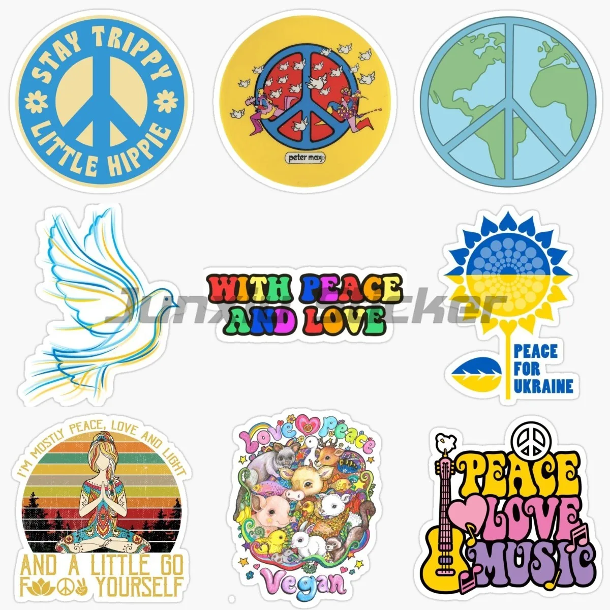 

Peace and Love Stickers Cute Flower Windows WaterBottles Laptops Skateboards Bumper Vinyl Wall Room Decoration Accessories Decal