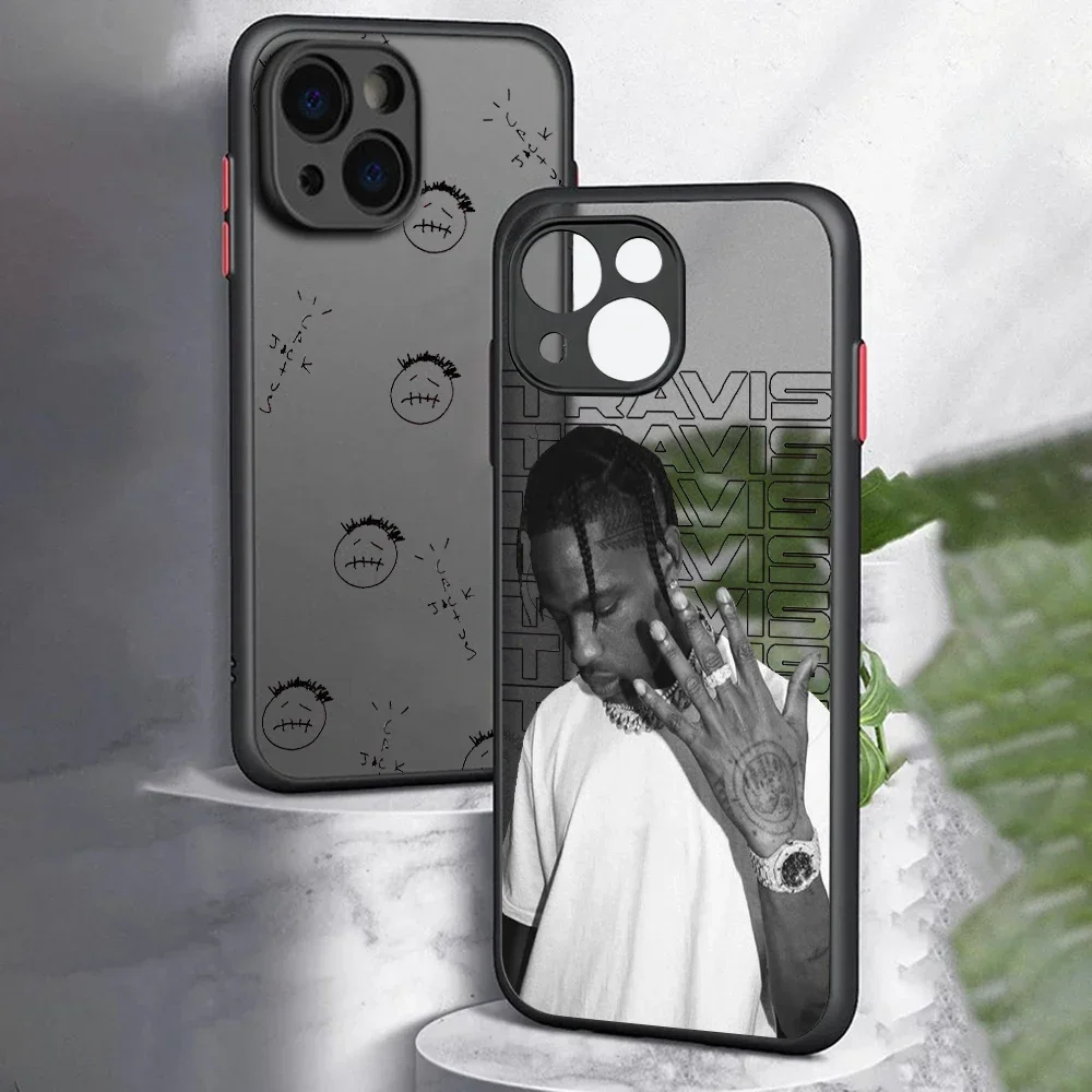 Famous Rapper Travis Scott Matte Transparent For iPhone Case 16 15 14 13 12 11 Pro XR XS Max 7 8 Plus Anti-Drop Phone Y2K Cover