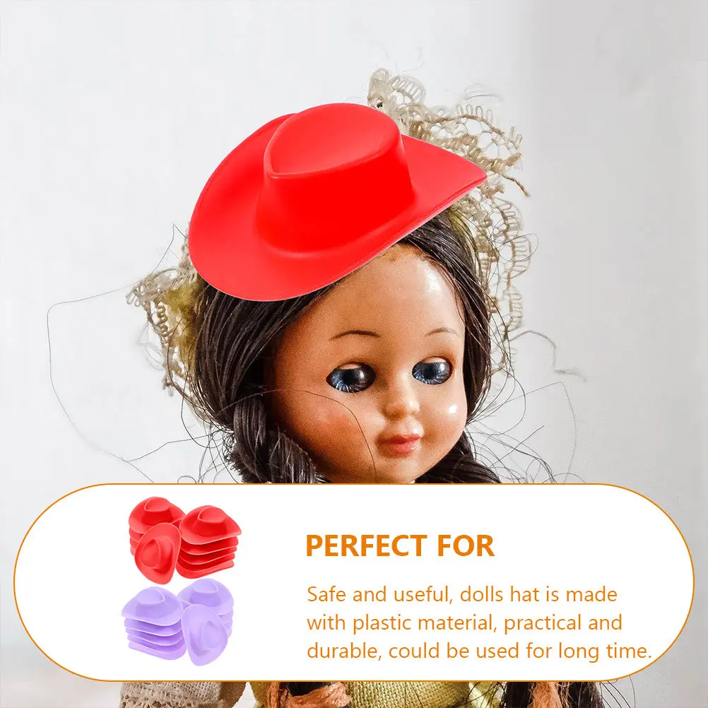 20 Stück Mini-Cowboyhüte aus Kunststoff, dekorative kleine Hüte zum Verkleiden, exquisites Design, glatte Oberfläche, dekorativer Mini-Hut