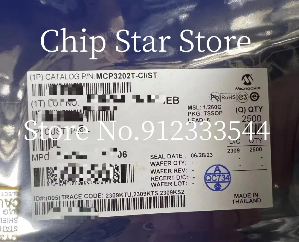 5-100 pezzi MCP3202-CI/ST MCP3202T-CI/ST MCP3202T MCP3202 TSSOP8 Convertitore analogico-digitale 100% nuovo e originale