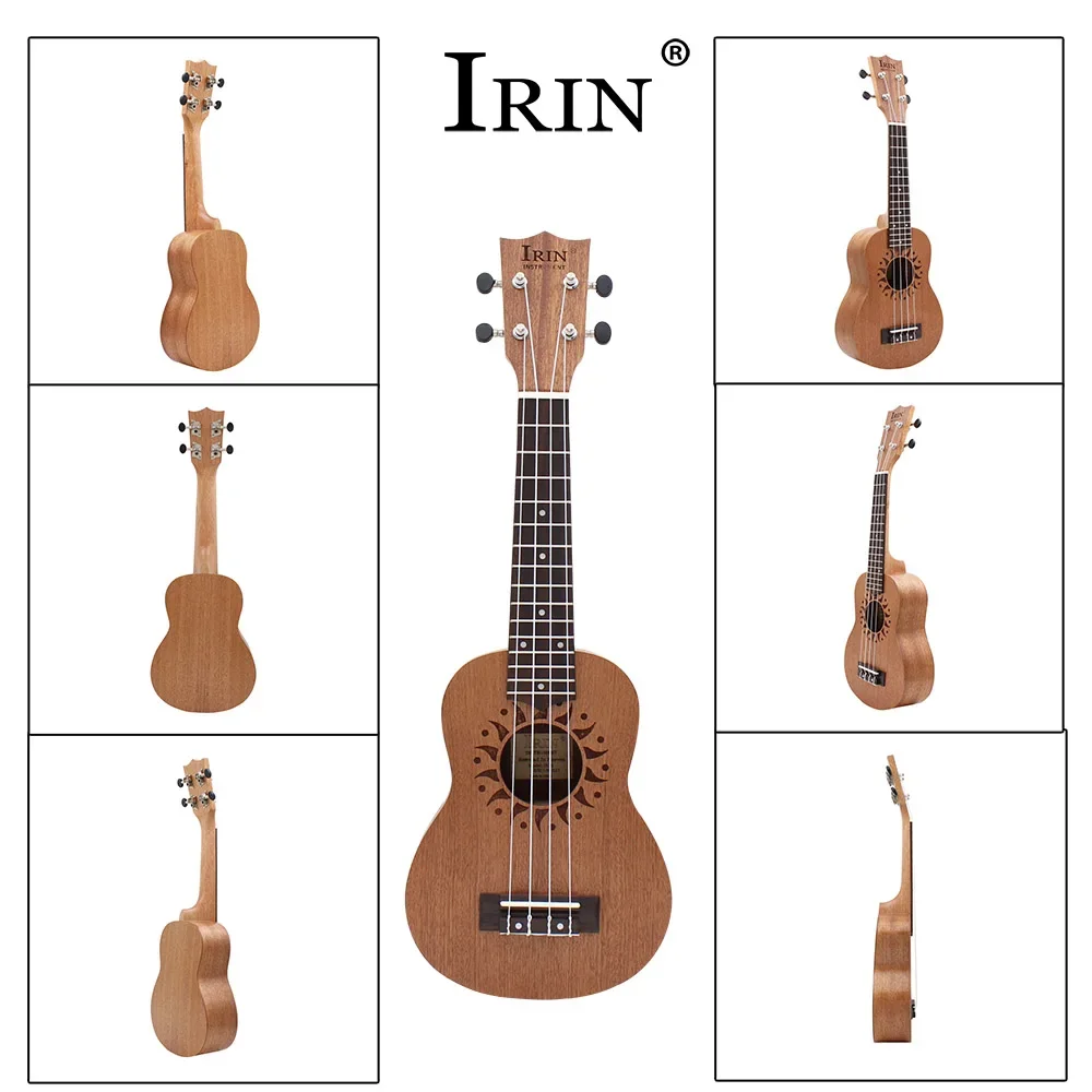 IRIN 21 Inch Ukulele 4 Strings Guitar Sunflower Hawaiian Mini Guitarra Mahogany Ukulele Stringed Instrument Beginner Exercise