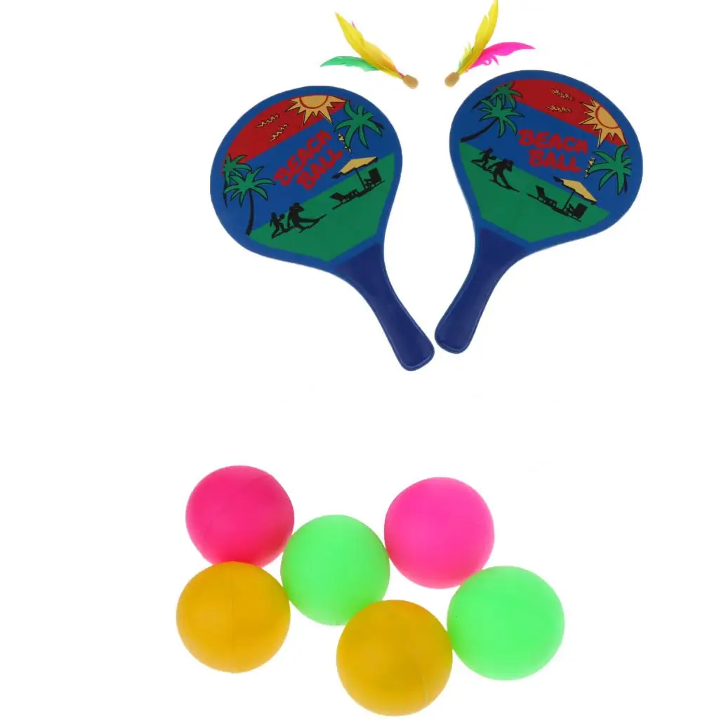 

Wooden Beach Tennis Rackets Portable Badminton Paddle Bat Multi Function Games for Kids Teens Adults Room Decoration