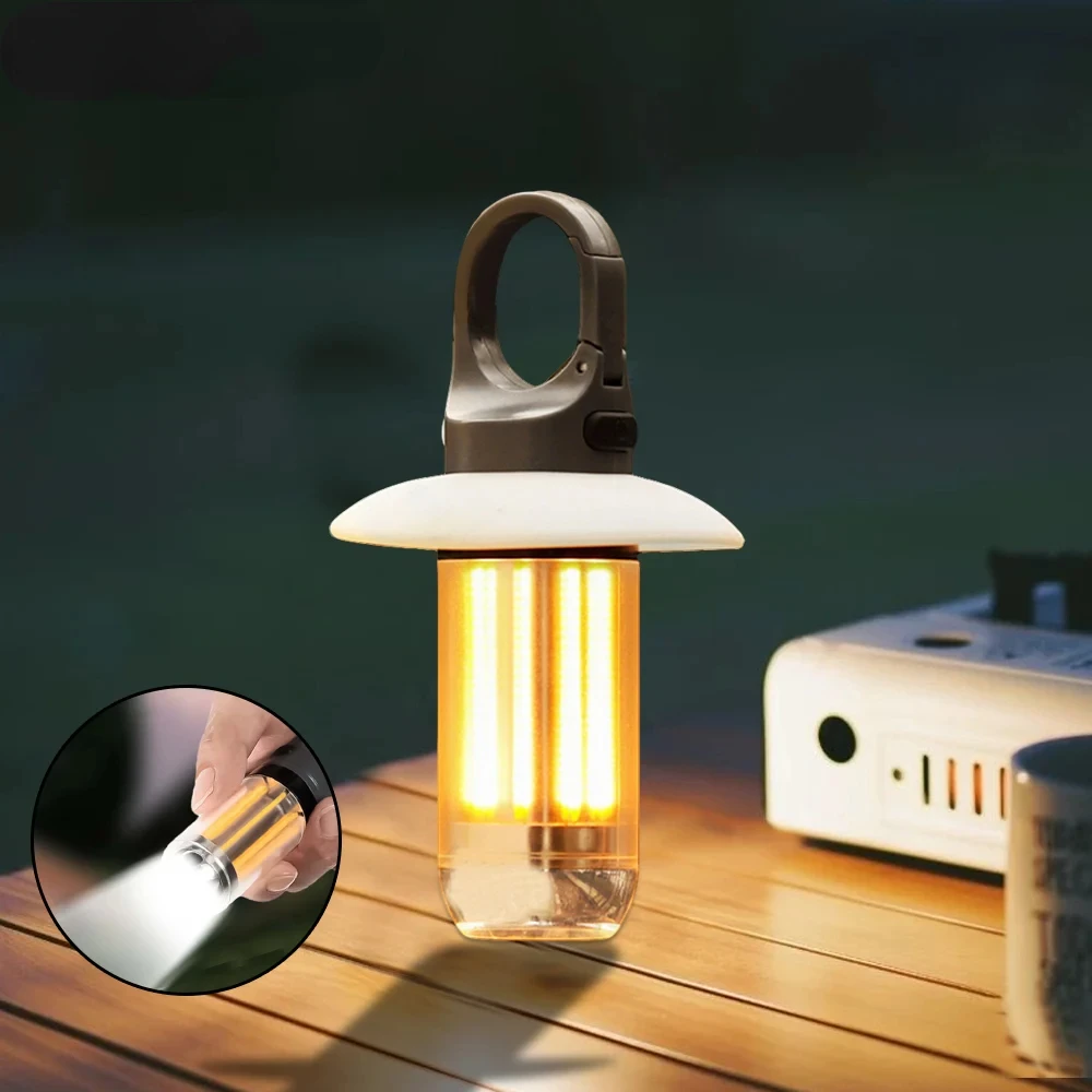 

LED Rechargeable Flashlight Camping Lantern 5 Modes Super Bright Portable Hanging Tent Lamp Waterproof Hiking Fishing Outdoor