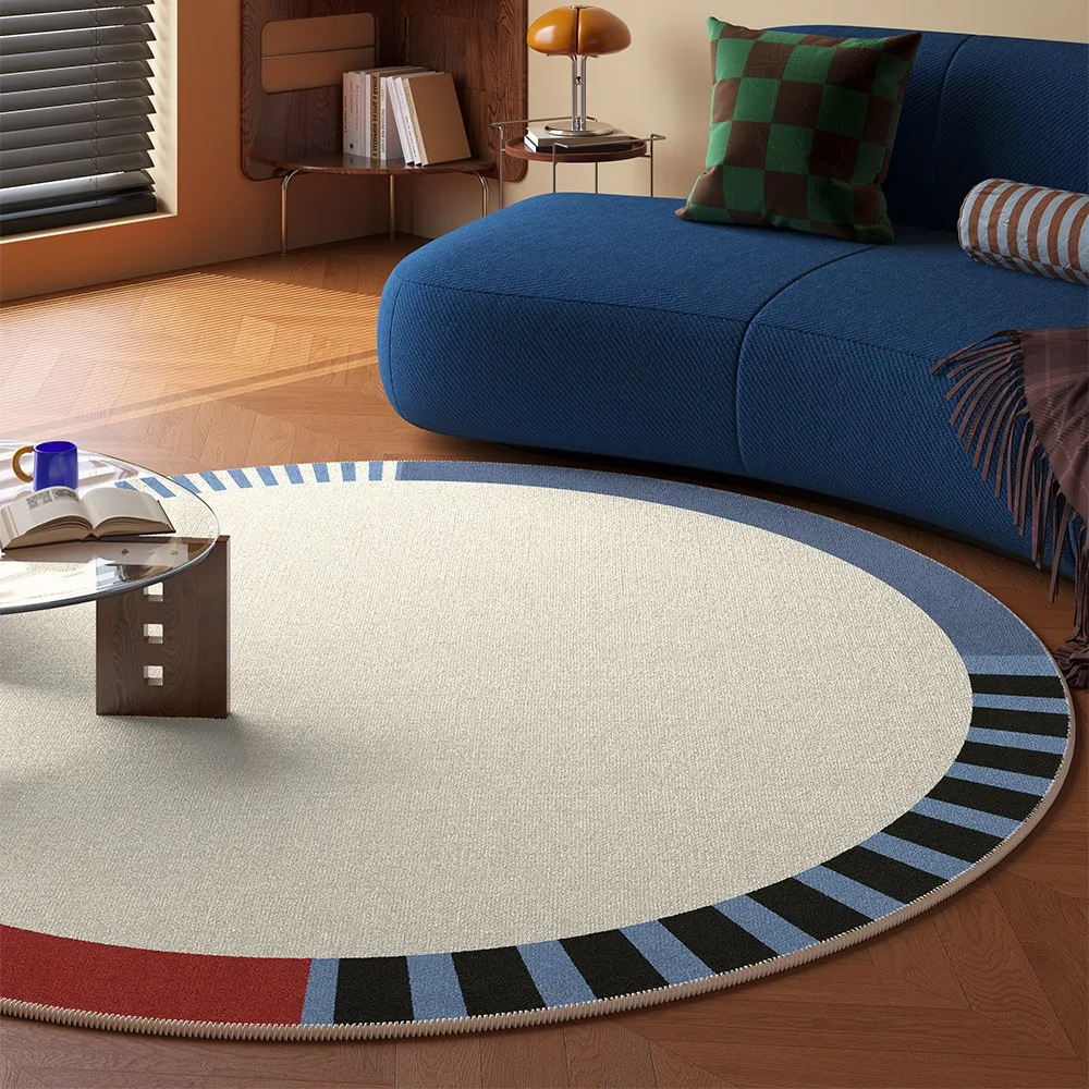 Retro Round Rug Living Room Carpet Light Luxury Fashion Minimalism Floor Mats Bedroom Bedside Rugs Home Decoration 러그 Tapis Rond