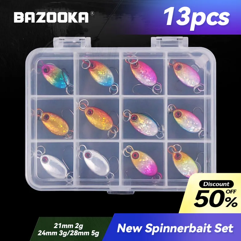 

Bazooka Spoon Set Fishing Lure Metal Spinner Trout Bait Hard Leurre Copper Spinnerbait Artificial Jig Kit Tackle Winter With Box