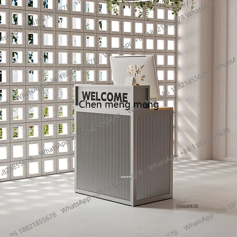 Minimalist Designer Metal Reception Desks for Small Commercial Shop Cash Register Counter High-end Front DeskzE5556