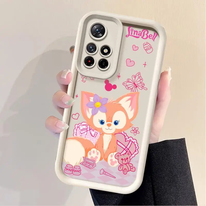 Disney StellaLou LinaBell Love Soft Liquid Silicone Phone Case for Xiaomi Redmi Note 13 pro plus 11 12 12S 10 10S Bumper Cover