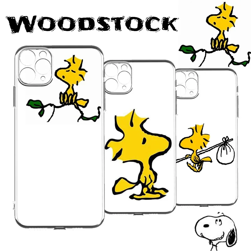 Snoopy Woodstock Clear Silicone Case For iPhone 13 Pro 11 12Pro Max XR XS Max Plus 14 15 X Lens Protection Shockproof Soft Cover