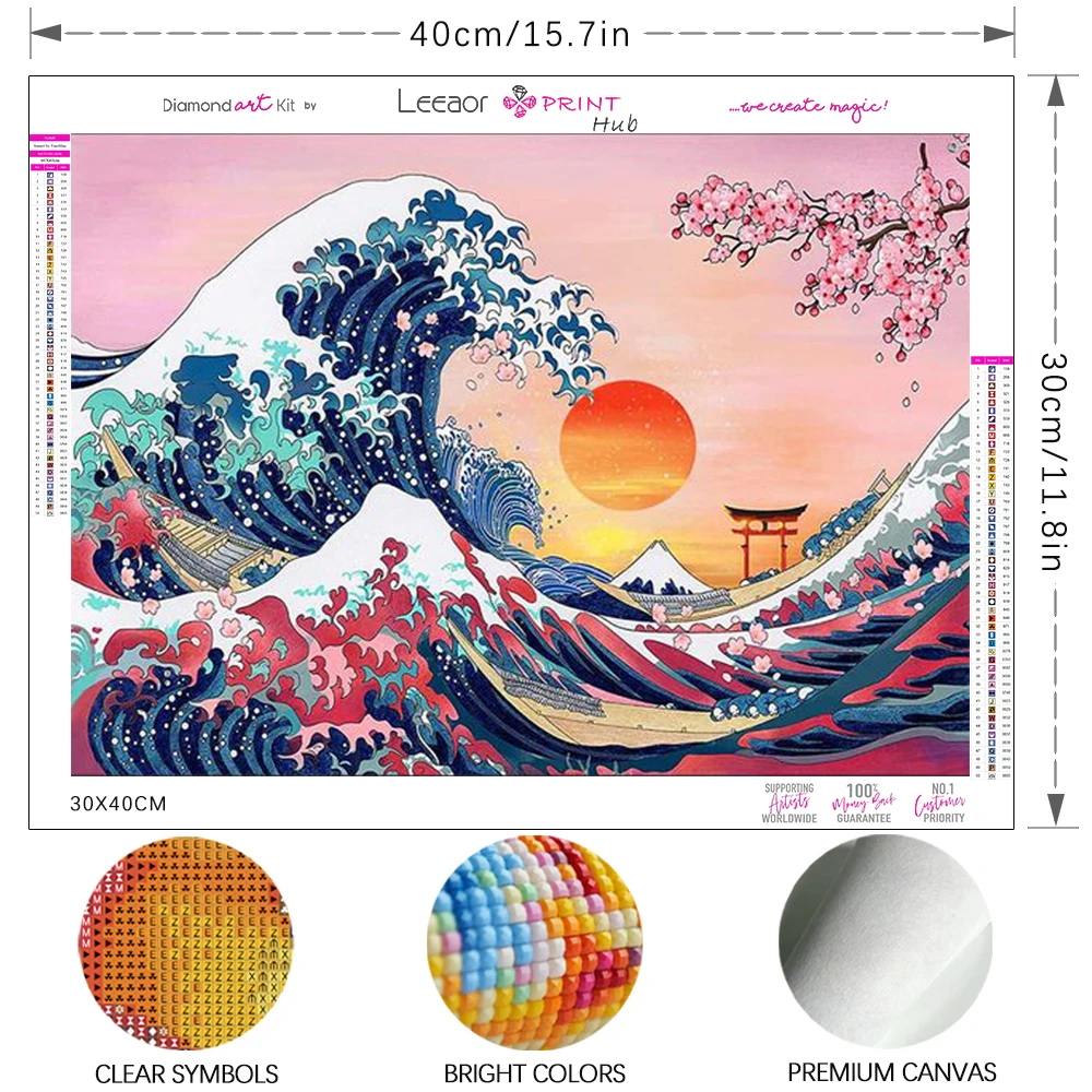 DIY Diamond Painting Japan Great Wave Landscape Illustration Mosaic Embroidery Cross Stitch Kits Living Room Home Art Wall Decor