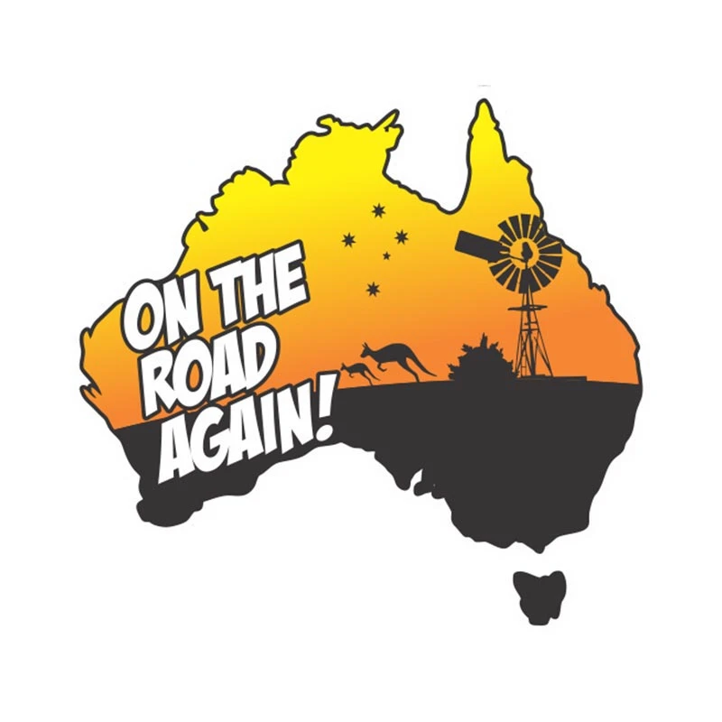 

Funny Car Stickers on The Road Again Decal Turbo Diesel Trunk Bumper Window Decor Vinyl Car Styling