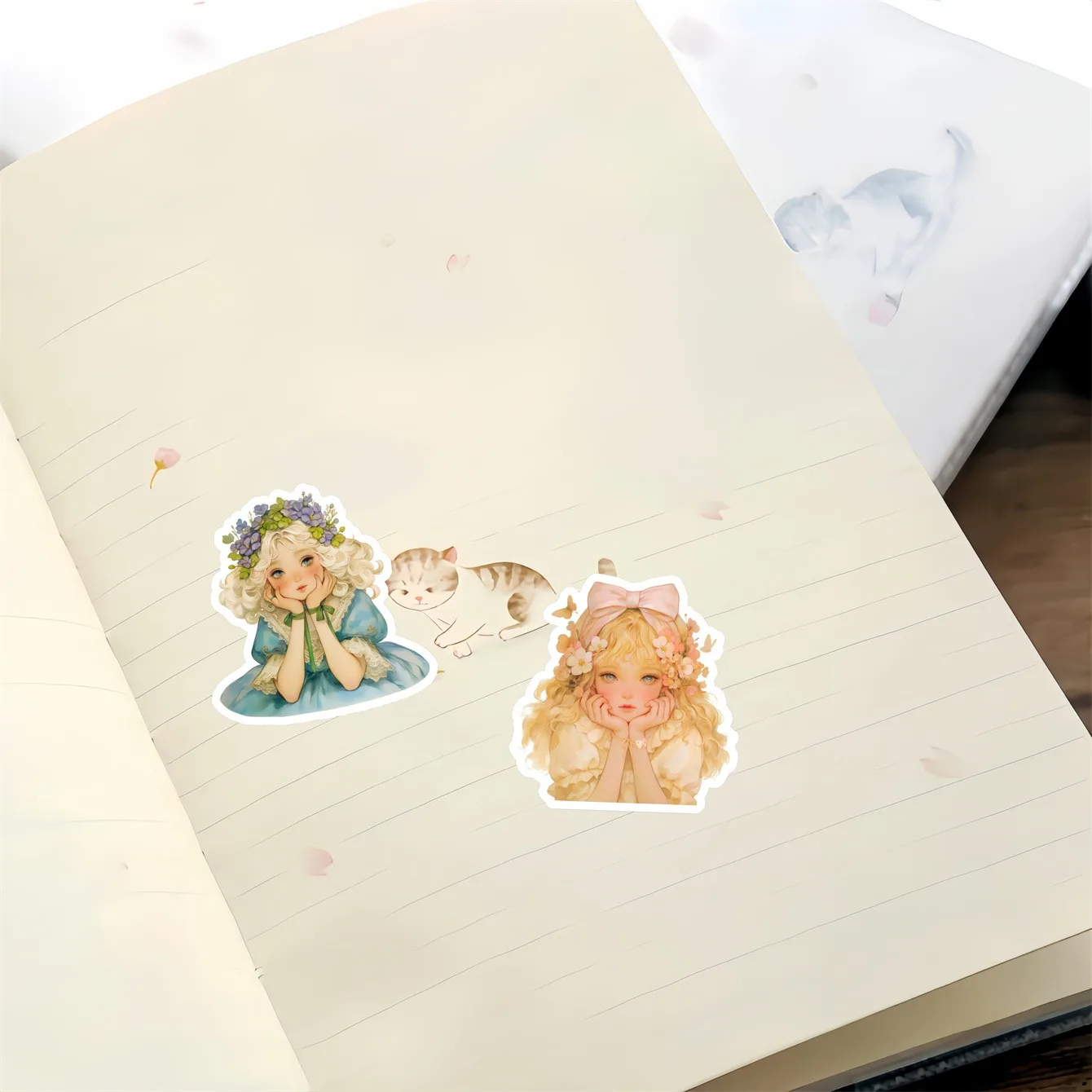 17 قطع لطيف المائية الرجعية دمية فتاة الأميرة ملصقات، كتيب سكرابوكينغ الأدب والفن، الديكور الهاتف المحمول